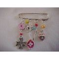 Skeleton Key Pin Charm Pin Safety Pin Heart Cro...