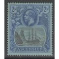 Ascension KGV 1924 2/- Grey-Black & Blue on Blu...