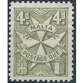 Malta 1925 D17 4d Olive-Green Postage Due Mount...