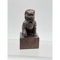 Vintage Foo Lion Chinese Hand Carved Wooden Fig...