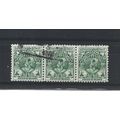 Burma.SG101 6p Dancer (Green) Strip of 3.Fine U...
