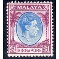1948 Singapore sg13 $1 BLUE & PURPLE VERY LIGHTLY M/MINT (G15)