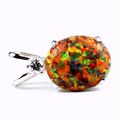 Created Red Brown Opal, 925 Sterling Silver Pen...