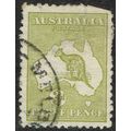 Australia 1913 Kangaroo 3d Yellow Olive SG5c AvU