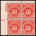 J86, Mint VF LH 50¢ Plate Block of 4 Postage Du...