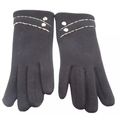 Ladies Gloves Black with Button 23.5 CM Clothin...
