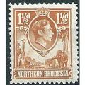 Northern Rhodesia 1941 SG30 1 1/2d Yellow-Brown...