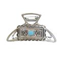 Large hair claw clip turquoise blue stone weste...