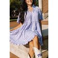 Lavendula Plaid Ruffle Wide Short Sleeve Babydo...