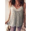 Apricot Boho Floral Spaghetti Straps Tank Top