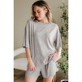 Gray Solid Color Loose Tee 2 Piece Shorts Set