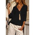 Black Pure Color Patch Pocket Shirt
