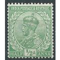 India 1912 SG155 1/2a Light Green Mounted Mint....