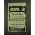 1903 McKesson & Robbins Tartarlithine Ad - Rheu...