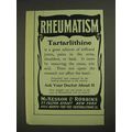 1903 McKesson & Robbins Tartarlithine Ad - Rheu...
