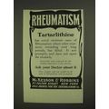 1903 McKesson & Robbins Tartarlithine Ad - Rheu...