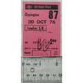 1976 ticket British Rail 2nd Orpington 87 to Lo...