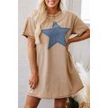 Pale Khaki Mineral Wash Stud Beaded Star Graphi...