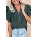 Skobeloff Frilled V Neck Ruffled Cap Sleeve Blouse