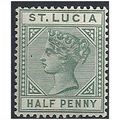 St Lucia 1891 SG43 1/2d Dull Green Wmk Crown CA...