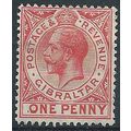 Gibraltar 1912 SG77 1d Carmine-Red Mounted Mint...