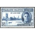 Falkland KGVI 1946 Victory Peace 3d Blue Unmoun...