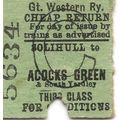 G.W.R. Edmondson Ticket - Solihull to Acocks Gr...