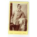 Victorian cdv photo man standing holding hat Br...