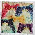 Cat Pillow Cover 17x17 Slip 5 Cats Red Blue Ora...