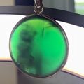 Sterling Silver Green Chalcedony Cabochon Penda...