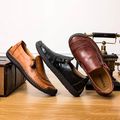 Men's one pedal driving shoes men Upper leather...