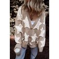 Khaki Sherpa Star Pattern Textured Sweater Card...