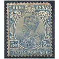 India 1923.SG200 3 Annas Ultramarine Mounted Mint.