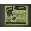 1952 Burgess Flashlight Batteries Ad - 10% more built-in power
