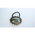 Oval turquoise blue stone metal native hair tie...