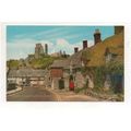 Dorset Corfe Castle and village cottages people...