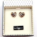 Heart Shaped Rose Gold Plated & Black Stripe Ea...