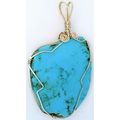 Turquoise Sterling Silver Wire Wrap Gemstone Pe...