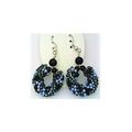Black Onyx Bead Crochet Hoop Gemstone Dangle Ea...