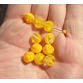 10 Yellow Givre Melon Glass Beads 10mm Ribbed H...