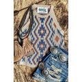White Aztec Geometric Print Knitted Tank Top