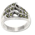 Sterling Silver Genuine 17 Marcasite Wave Ring