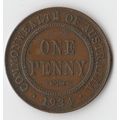 AUSTRALIA COIN - ONE PENNY 1934/ELIZABETH II/VF