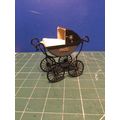 Grey Dressed Pram (A) 1:12th Dolls House Miniature