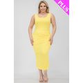 Women's Plus Size Square Neck Ruched Bodycon Mi...