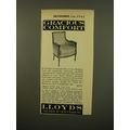 1961 Lloyds Chair Advertisement - Gracious Comfort
