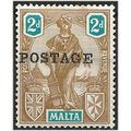 Malta 1926 SG147 2d Bistre-Brown & Turquoise "P...