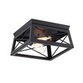 Dawn 2-Light Barnwood Matte Black Flush Mount C...