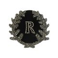 Rhinestone R Velvet Black Rhinestone leaf Sew O...
