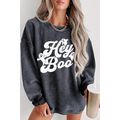 Gray Corded Hey Boo Ghost Graphic Drop Shoulder...